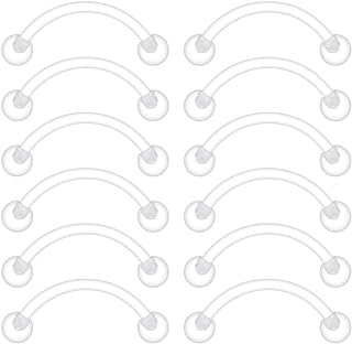 16G Acrylic Bioflex Curved Belly Ring in Clear - Versatile Piece for Eyebrow, Lip, Tragus, Conch Piercings - Hypoallergic and Comfortable, Perfect Gift for Loved Ones