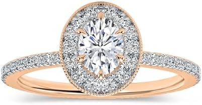 Oval & Round Lab Grown White Diamond Vintage Halo Engagement Ring for Women in 10K Gold
