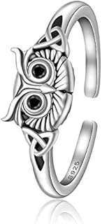 Adjustable Sterling Silver Owl Engagement Ring, Celtic Knot and Sun Design, Ideal for Women, Alluring Statement Gift for Wife or Mom