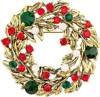 Christmas Brooch, Vintage Christmas Jewelry for Women, Gold Brooch Pins for Women, Christmas Wreath Brooch, Snowflake Brooch, Christmas Bells Brooch, Christmas Pins and Brooches for Women