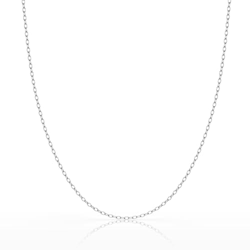 Sterling Silver Italian Cable Chain Necklace for Women and Girls, 1.2mm Very Thin and Dainty Chain, Sizes 14" - 36"