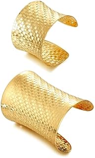 BROCC 2-6 Pcs Gold Cuff Bracelets for Women-Arm Cuff Upper Arm Band Cuff Bracelet Wrist Cuff Jewelry for Women Open Wide Wire Bracelets for Women Girls Adjustable Arm Bangle Bracelets Set