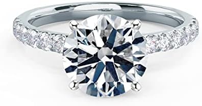 Engagement Ring 2 CT Center Moissanite Engagement Rings for Women Platinum Plated Silver