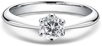 WOAINI 0.5-3 Carat Moissanite Ring, Platinum Plated Sterling Silver Round Cut Solitaire Ring for Women, Engagement, Promise, Wedding