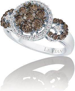 LeVian 14k White Gold Promise Ring with Brown and G-White Diamonds for Women, Specially Sized Anniversary / Wedding Ring (Size 7)