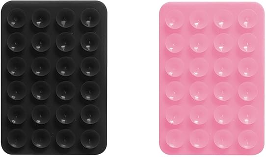Support à Ventouse lyanny pour Téléphones Portables, en Silicone Antidérapant, avec 24 Ventouses Puissantes, Autocollant Noir et Rose, Idéal pour Tableaux de Bord et Surfaces Lisses