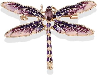 Pin-Clasp Dragonfly Brooch with Crystal Rhinestones for Women - Vibrant Enamel Insect Design