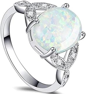 Stainless Steel Fire Opal Wedding Engagement Solitaire Proposal Cocktail Party Ring