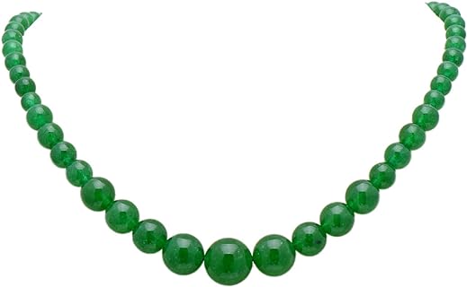 Women's Graduated Necklace Chalcedony Agate Gemstone Beads Strand 18 Inches