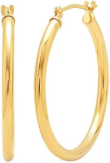 10K Yellow Gold or White Gold Classic Round Hoop Earrings for Women |Available from 1/2 to 2 inches | Real 10K Solid Gold Hoops