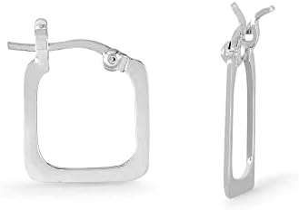 Sterling Silver Square Hoop Earrings with Hinged Hoop Back Finding for Daily Wear, Classic Design