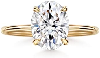 18K Gold 1/2/3CT Oval Cut Moissanite Rings Engagement Rings D Color, VVS Clarity Moissanite Wedding Ring Diamonds Bands Fine Jewelry for Women