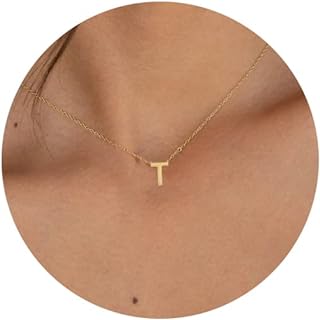 Initial Necklaces for Women,Dainty Gold Plated Letter Necklace Name Personalized Monogram Pendant Necklace Simple Cute Initial Necklace Choker Necklace for Women Trendy Girls Gold Jewelry Gifts