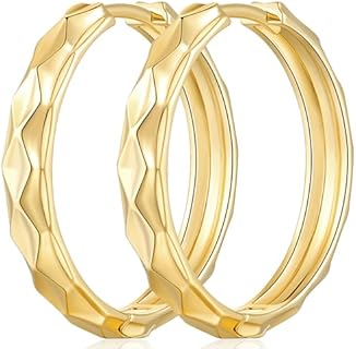 Gold Hoop Earrings for Women 14k Gold Huggie Earrings Small Gold Earrings for Womens Earrings 14k Gold Hoop Earrings Easy to Style 15MM 25MM