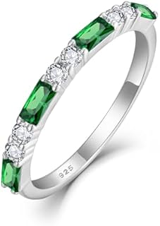 925 Sterling Silver Eternity Ring with Cubic Zirconia Baguettes - Perfect Gift for Women - Classic Stackable Design, Size 6