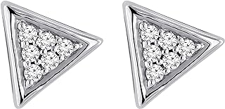 Dazzlingrock Collection 0.10 Carat (ctw) Round White Diamond Ladies Triangle Stud Earrings 1/10 CT, Available in Metal 10K/14K/18K Gold & 925 Sterling Silver
