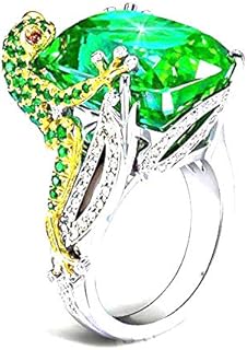 Charming Green Crystal Frog Engagement Ring with Alloy Band for Women & Girls, Whimsical Design, Size 5