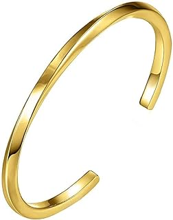Stainless Steel Oval Adjustable Open Maschette Bracelet Bangle for Ladies Irregular Open Cuff Bangle Stainless Steel Bracelet Women Bangles Bracelets for Women Valentine's Day Birthday Gifts（Adjustable-140mm）