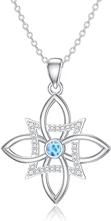 Irish Witch Knot Larimar Pendant Necklace in Sterling Silver with Cable Chain, Ideal Women's Protection Gift for Birthday, Christmas, Graduation, Mother's Day