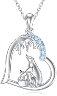 Box Clasp Mama Bear Pendant Necklace - 925 Sterling Silver Box Chain - Perfect Gift for Mothers & Daughters with Mother-Bear-And-Cubs Design