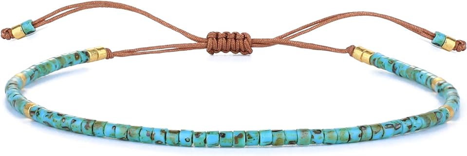 KELITCH Seed Beads Strand Bracelet Handmade Braided Adjustable Charm String Link Bracelets Fashion Jewelry for Women Girl