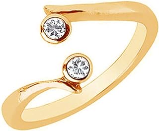 Ritastephens 10K Yellow Gold Crossover Shiny CZ Cubic Zirconia Toe Ring or Ring Body Art Adjustable