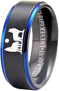 Tungsten Carbide Howling Wolves Moon Wedding Ring for Men - Sleek Wolf Design, Ring Size 4, No Gemstone, Free Engraving Service