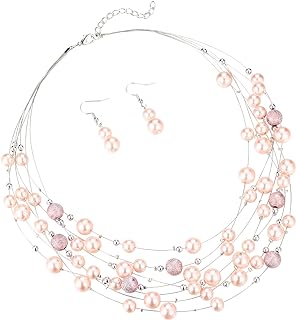 Layered Pearl Necklace Multi-strand Pearl Choker Necklaces for Women Beaded jewelry for Wedding Parties