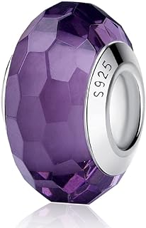 Nbsameng Murano Glass 925 Sterling Silver Charms Transparent Flower Bead Multiple Colors for Women Bracelet&Necklace Jewelry Gifts