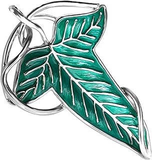 Fantasy-Inspired Bahamut Elven Tree Leaf Brooch with Lobster Claw Clasp for Men and Women - Elegant Green Metal Alloy Pin and Pendant, Stylish Cosplay Accessory