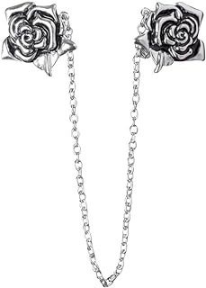 Evelots Rose Sweater/Collar Clip with Chain-Vintage Look Dress/Blouse/Cardigan