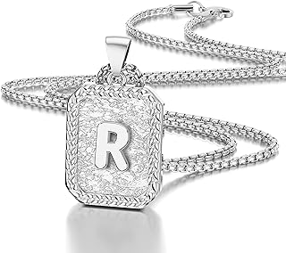 Lobster Clasp Initial Pendant Necklace - Stainless Steel Box Chain, Gold Plated - For Men and Women - Initial Design