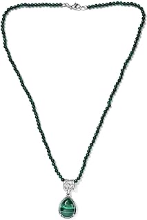 Stainless Steel Lobster Claw Clasp Necklace with Green Quartzite & Malachite Beads, 20 Inches - Elegant Statement Choker for Women