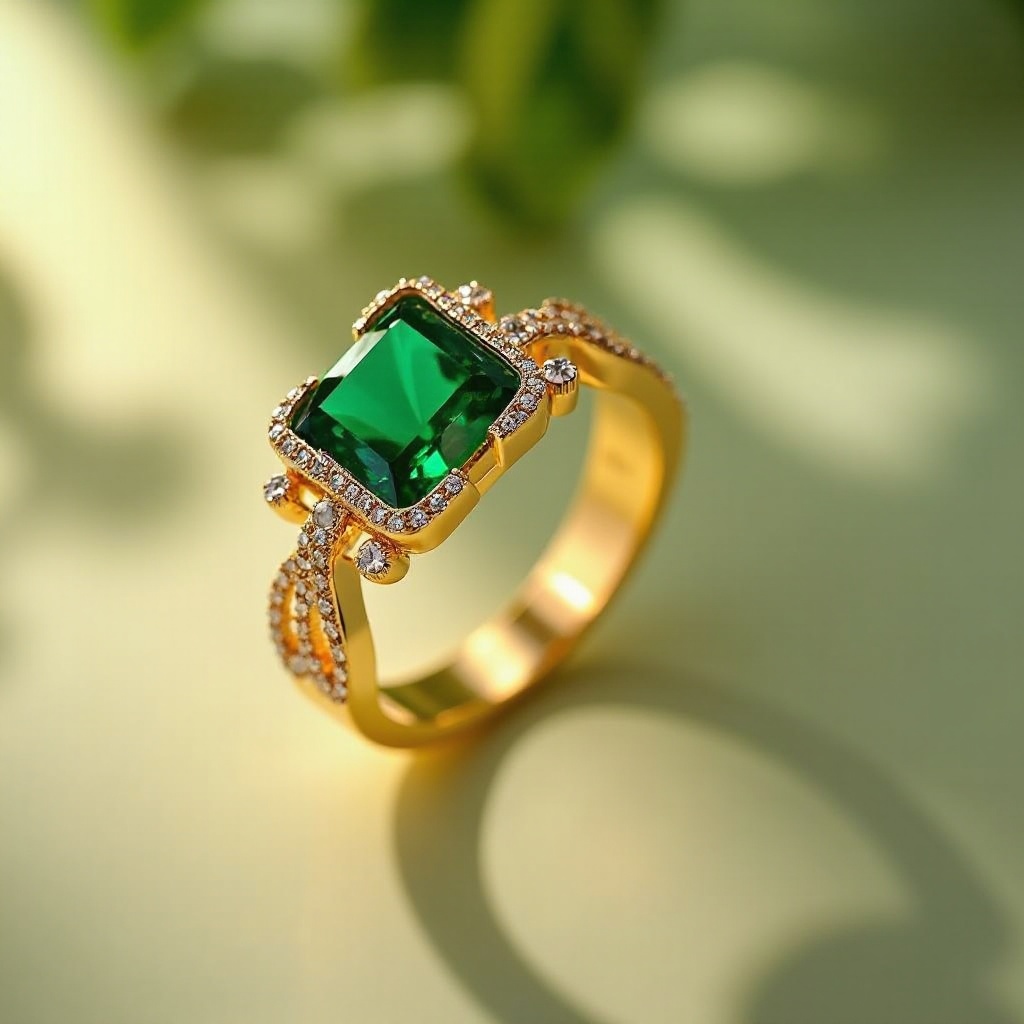 Goldener Ring Mit Grünem Stein: Perfekte Eleganz