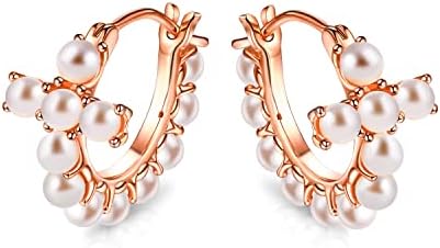 Cuban Hoop Earrings with Hinged Hoop Back Finding - Sterling Silver 14K Gold Plated - Hypoallergenic with Cubic Zirconia Accents - Perfect for Women or Girls - Classic Design