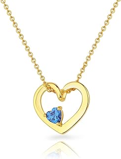 Birthstone Pendant Necklace Birthstone Gold Heart Necklace For Women Love Heart Birthstone Heart Pendant Necklace For Girls Birthday Valentine's Day Mother's Day Gift