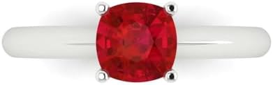 Clara Pucci 1.0 ct Cushion Cut Solitaire Simulated Ruby Engagement Wedding Bridal Promise Anniversary Ring 18K White Gold