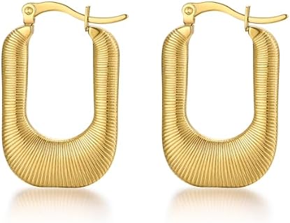 14K Gold Plated Teardrop Hoop Earrings with Latch Back & Cubic Zirconia for Women and Girls - Hypoallergenic 925 Sterling Silver Post, Dainty Pendant Design