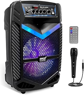 Pyle Amplificador de Voz Portátil para Exteriores con Graves Poderosos, Bluetooth, 600W, y Batería Recargable. Ideal para Fiestas y Karaoke