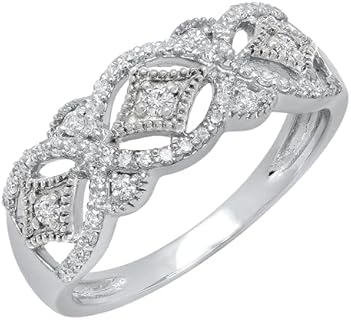 Dazzlingrock Collection 0.33 Carat (ctw) 10K Gold Round Diamond Ladies Vintage Style Anniversary Wedding Band 1/3 CT