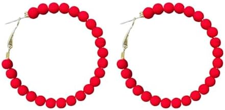 Acrylic Circle Round Beaded Hoop Earrings Bohemian Chic Colorful Resin Beaded Hoop Earrings for Womem