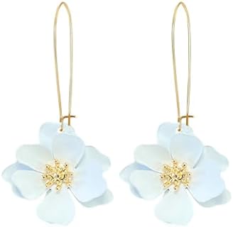 Bohemian Daisy Flower Earrings for Women Matte Long Flower Drop Earrings Exaggerated Layered Petal Dangle Earrings for Women Girls