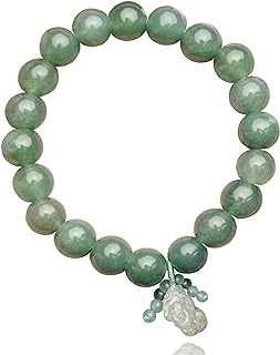 Fengshui Wealth Natural Jade Bracelet With Pixiu/Flower Charm, Lucky Jade Bead Bracelet, Gemstone Friendship Bracelet, Healing Anxiety Real Green Jade Bangle for Men Women