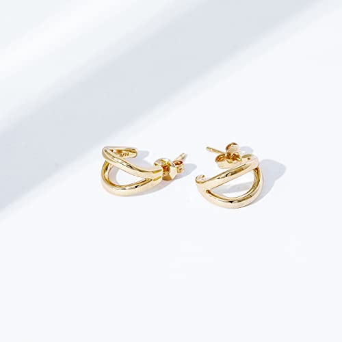 Amazon Essentials 14K Gold or Rhodium Plated Split Hoops