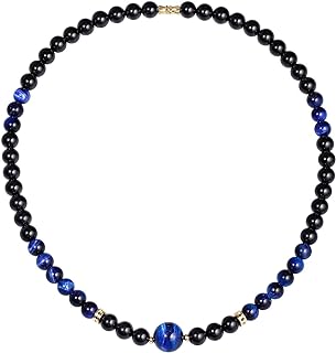 Jewever Black Choker Necklace for Women or Men Jewelry Healing Crystals and Worry Stones Essential Oil Diffusers Beaded Necklaces Strand Good Luck Gift