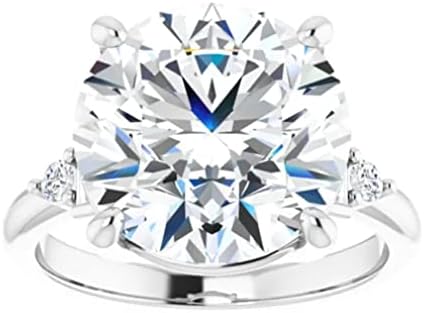 14K Gold 7 CT Round Cut VVS1 Colorless Moissanite Engagement Ring for Women Bridal Set Handmade Diamond Wedding Ring for Gifts