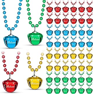 Zubebe Festive Christmas Copper Bell Bead Necklace with Ball Chain for Holiday Party-120 Piece Bulk