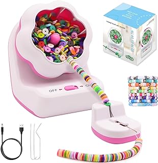 Clay Bead Spinner, Electric Bead Spinner Kit for Effortless Jewelry Making, Bead Spinner Kit with Needle for Making Waist, Bracelets, DIY, Necklaces, or Pendants, Gifts for Kids and Women