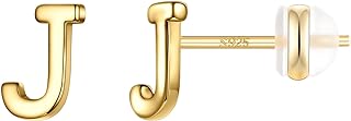 Sterling Silver Stud Earrings for Girls Women, 925 Sterling Silver Initial Stud Earrings Hypoallergenic Earrings for Women Girls Sensitive Ear