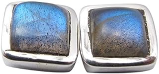 SilverStarJewel 925 Stamp Silver 6 x 6 mm Labradorite Earrings 0.3" Gemstone New Year's Day Promotion